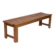 Backless 60 In Oak Wood Outdoor Bench