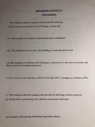 Solved Discussion Activity 11 Acids And