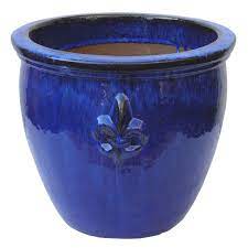 Noble Glazed Planter Pot Lily Frost