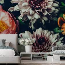 Dark Fl Peony Wallpaper Wall