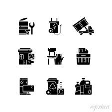 Garbage Collection Black Glyph Icons