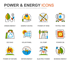 Power Energy Icon Set Vector