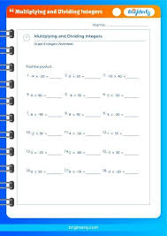 Dividing Integers Worksheets