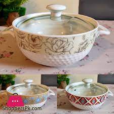 Serving Bowl Ceramic With Glass Lid