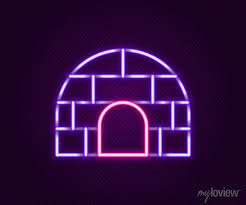 Glowing Neon Line Igloo Ice House Icon