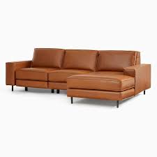 Axel Motion 108 Left 3 Piece Reclining Chaise Sectional Ludlow Leather Mace Dark Bronze West Elm