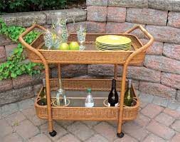 Resin Wicker Serving Cart With Inset