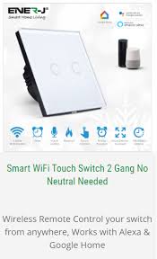 Ener J Smart Wifi Touch Switch 2 Gang