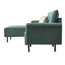 Arm Suede Mid Century L Shaped Sofa