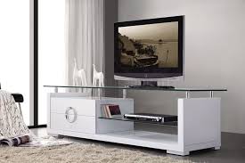 White Finish Modern Tv Stand W Two