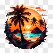 Palm Trees And Ocean Png