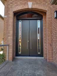 Double Entry Doors Arched Clear Transom
