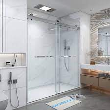 Mcocod 76 In W X 76 In H Double Sliding Frameless Shower Door In Chrome With Soft Closing And 3 8 In 10 Mm Clear Glass
