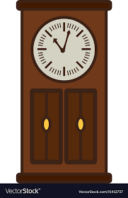 Wooden Clock Antique Isolated Icon