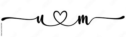 Um Mu Letters With Heart Monogram