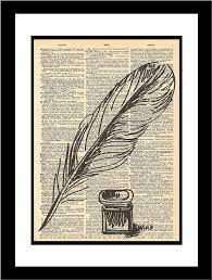 Quill And Inkwell Printed On Vintage