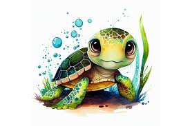 Cute Baby Turtle Watercolor Png File
