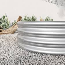 Autmoon 70 In X 35 In X 11 In Oval Large Metal Raised Planter Bed For Plants Vegetables And Flowers Silver