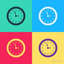 Pop Art Clock Icon Isolated On Color