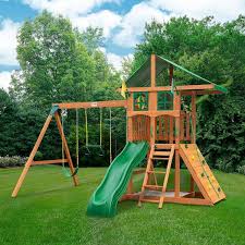 Outing Swing Set Deluxe Green Vinyl Canopy And Treehouse