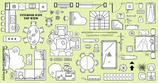 Floor Plan Icon Set In Top View For