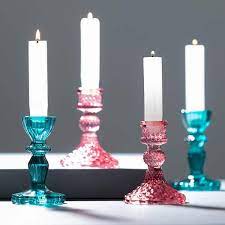 Blue Glass Candlestick Holders