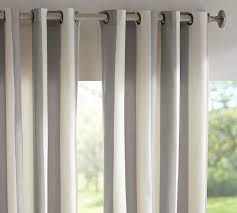 Sunbrella Awning Stripe Outdoor Grommet Curtain 50 X 96 Gray Pottery Barn