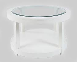 Jofran Urban Icon Round Glass Inlay Coffee Table White