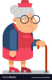 Granny Old Lady Character Cartoon Flat