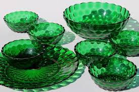 Forest Green Bubble Pattern Glass Plate