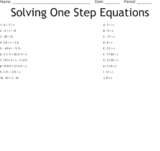 Solving One Step Equations Worksheet