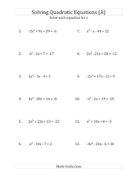 The Solving Quadratic Equations For X