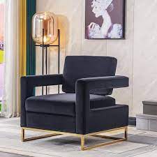 Anbazar Black Accent Velvet Sofa Chair
