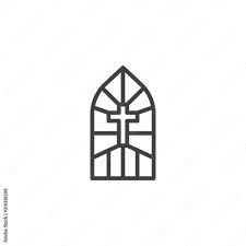 Church Stain Glass Window Outline Icon