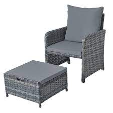 Uixe Gray 5 Piece Outdoor Rattan Wicker