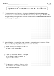 Systems Of Inequalities Worksheets With