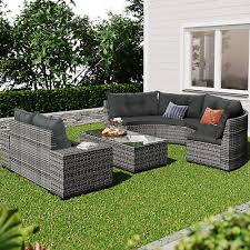 8 Pcs Outdoor Patio Wicker Rattan