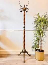Vintage Standing Coat Rack In Wood Coat