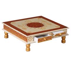 Buy Mdf And Sheesham Wood Pooja Chowki