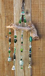 Green Glass Bead Suncatcher Driftwood