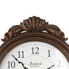 Bedford Clock Collection Chestnut Chiming Pendulum Wall Clock Brown