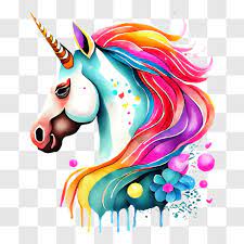 Colorful Unicorn Head Ilration Png