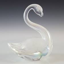 Heron Glass White Iridescent Swan