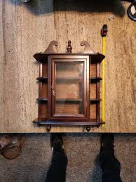 Wall Glass Door Wood Curio Cabinet