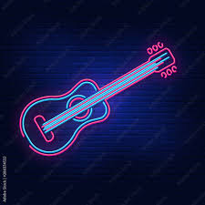 Neon Light Guitar Bright Advertising