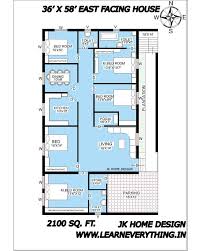 2100 Sq Ft East Facing House Design Plan