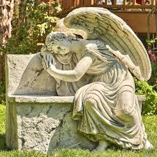 Zaer Zr229035 Bz 35 In Tall Magnesium Napping Angel On Bench Seraphina Bronze