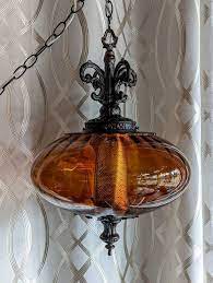 Huge Amber Glass Mid Century Hollywood