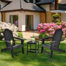 Black Patio Plastic Adirondack Chair