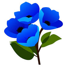 Blue Flowers Branch Flax Icon Cartoon Plant